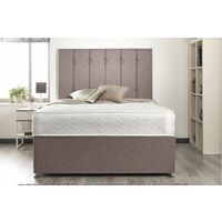Snuggle Grey Linen Sprung Memory Foam Divan bed No Drawer With Headboard Single