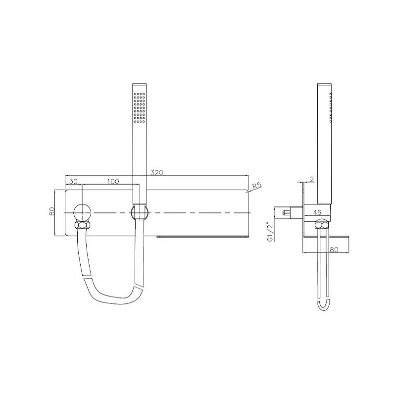 Conexión flexible con soporte telefonillo de ducha - florón cuadrado by  Duravit