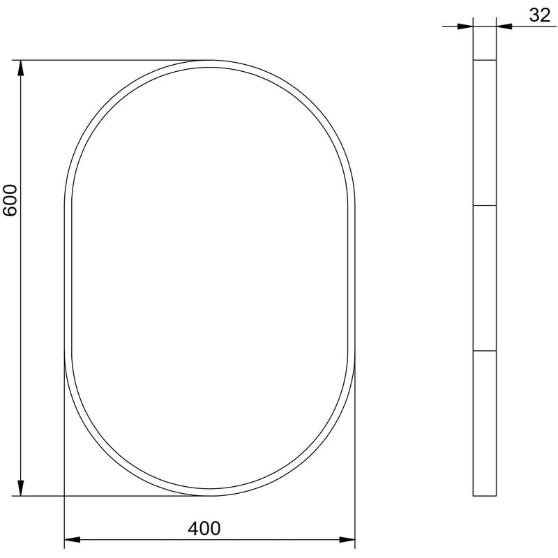Espejo de baño 8144B ovalado - color del marco negro - vertical y  horizontal - tamaño seleccionable (Bernstein) for only 63,00 € von  Bernstein Badshop