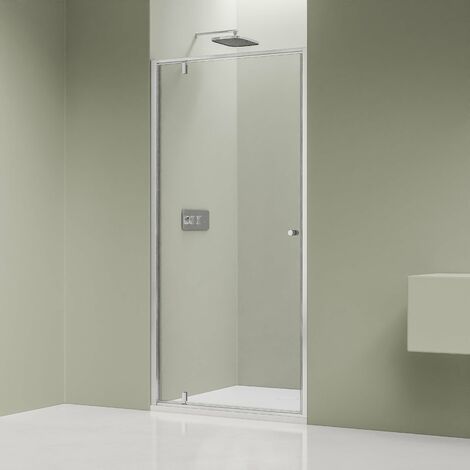 BERNSTEIN - Mampara de ducha en nicho 90x195cm, Perfil cromado, cristal 6mm, Cabina de ducha empotrada 1 puerta batiente - NT604 FLEX 900 mm, cromo (1/5)