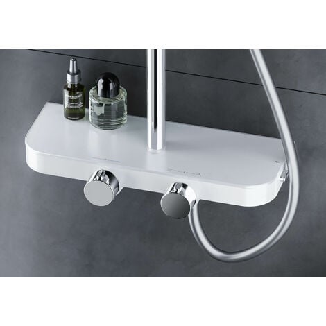 Sistema de ducha termostática BS371 cromo / blanco - incluye alcachofa y  rociador