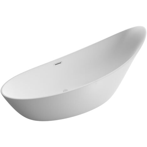 BERNSTEIN - Bañera acrílica oval grande con pie de bañera en isla - Blanco brillo - 190x80x83cm - SOPHIE