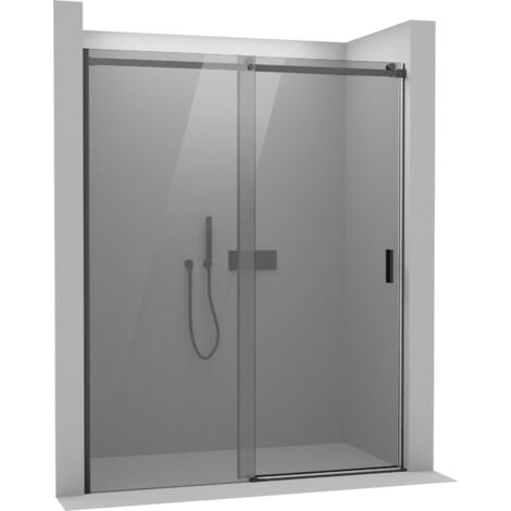 Mampara de ducha de esquina EX416S NEGRO - 90 x 90 x 195 cm - con cristal  de seguridad NANO de 6 mm.