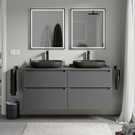 BERNSTEIN - Mueble bajo lavabo VIREO 120cm para lavabo sobre encimera - color seleccionable:Matt anthracite, Antracita mate
