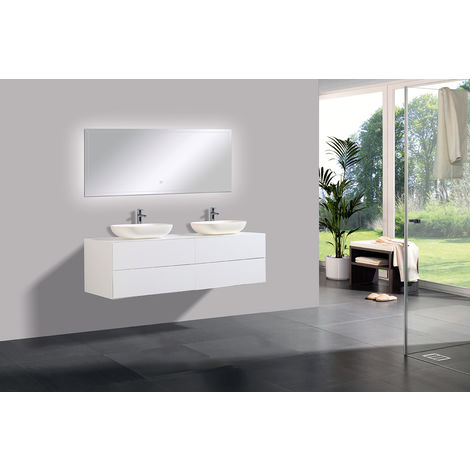 Mueble de baño Milou 1600 blanco mate - espejo y lavabo opcionales