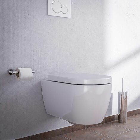 BERNSTEIN - WC suspendido con cisterna cerámica sin borde, Inodoro suspendido, asiento de inodoro a elegir - Blanco - 54,5x36x33cm - NT2039 Con LED Con luz nocturna LED estándar