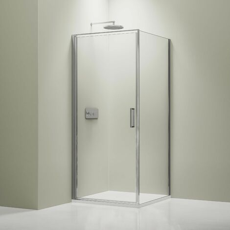 Mampara de ducha de esquina EX416S - 90 x 90 x 195 cm - con cristal de seguridad NANO de 6 mm. (1/5)
