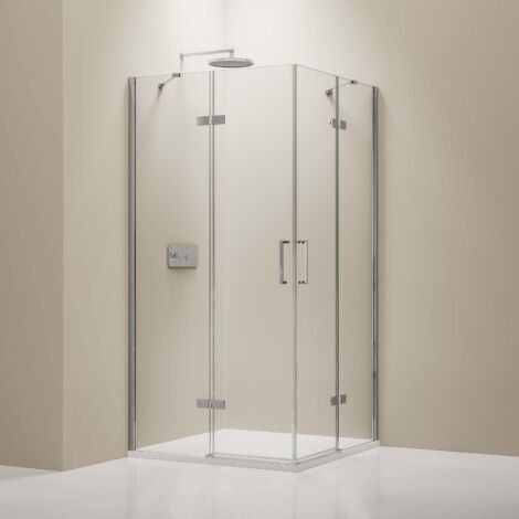 Célula somatica corriente aprendiz Mampara de ducha de esquina EX809 - 80 x 80 x 195 cm - con doble puerta  abatible -