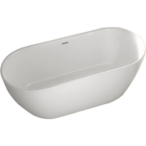 BERNSTEIN - Bañera exenta ovalada de acrílico 170x80x59cm Blanco mate + desagüe y rebosadero - JAZZ PLUS 2.0