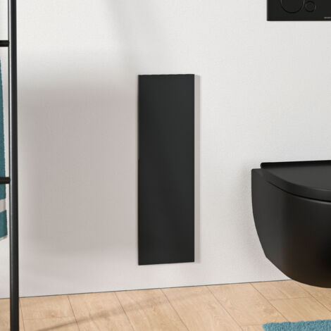 BERNSTEIN - Nicho de acero inoxidable módulo WC empotrado vidrio negro mate 16x16x58 (LxPxH) escobillero + 1 estante, bisagra a la izquierda - RIA Bisagras de puerta a la izquierda