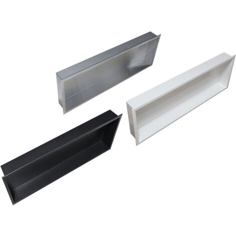 BERNSTEIN - Cabina de ducha mural, estante empotrado ducha acero inoxidable - 90x30x10cm - BS903010 Blanco