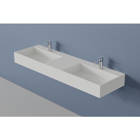 BERNSTEIN - Lavabo doble mineral fundido TWG231 - blanco mate - ancho 153 cm