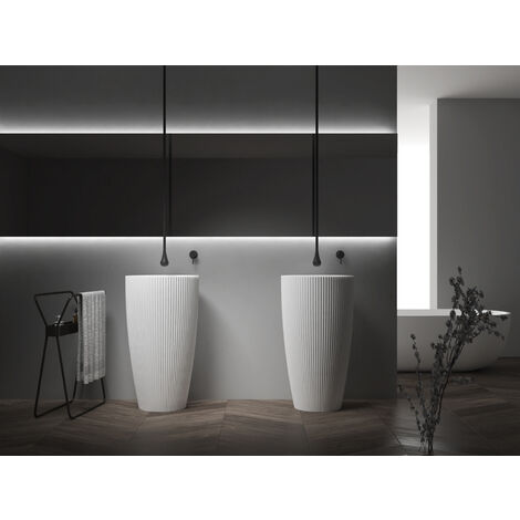 BERNSTEIN - TWZ316 Lavabo tótem de fundición mineral - 50x50x90cm - Blanco mate Blanco mate