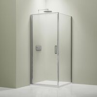 Mampara de ducha de esquina EX416S - 90 x 90 x 195 cm - con cristal de seguridad NANO de 6 mm.