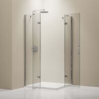 Mampara de ducha de esquina EX213 - 90 x 90 x 195 cm - con puertas  abatibles - en cristal NANO