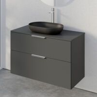 Mueble tocador TIM 100cm para lavabo sobre encimera - color a elegir:Chrome (en), Weiß matt (de), Eiche Nebelgrau profiliert (de)