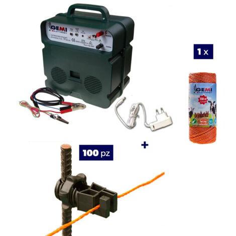 Gemi Elettronica – Kit complet clôture électrique – Electrificateur B12 12V/220V – Fil 250m 2.2mm² – 100 isolateurs pour piquets en fer – Pour animaux - FIL 250 MT (1/5)