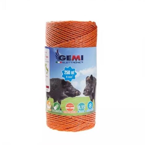 FIL DE CLÔTURE ÉLECTRIQUE Clôture Électrifiée 250 MT 6 Mm² Pour Animaux Chevaux Chiens Sangliers Vaches Porcs Poules Gemi Elettronica