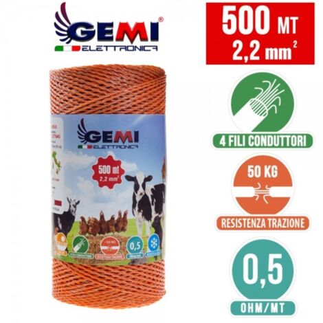 Fil De Cloture Electrique 500 Mt - 2,2 Mm² Gemi Elettronica - Moutons, Porcs, Bovins, Poulets Et Petits Animaux