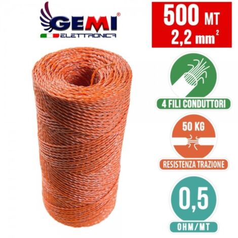Fil De Cloture Electrique 500 Mt - 2,2 Mm² Gemi Elettronica - Moutons, Porcs, Bovins, Poulets Et Petits Animaux