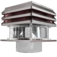 Gemi Elettronica – Extracteur de fumée en acier 25 cm – Ventilateur radial 3800 m³/h – Résistance jusqu'à 700 °C – Adaptateur conduit rond inclus
