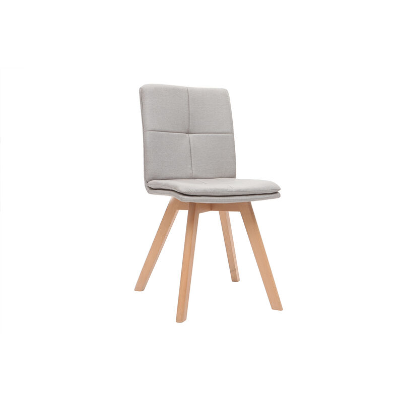 Sedia scandinava tessuto grigio gambe legno chiaro ANYA - Miliboo