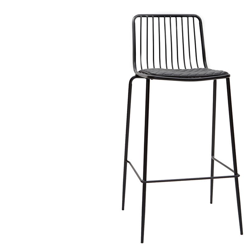 45 x 48 x 89 cm By Demeyere Houndi” stile contemporaneo gambe in metallo nero con schienale e altezza della seduta: 65 cm Set di 2 sgabelli da bar 