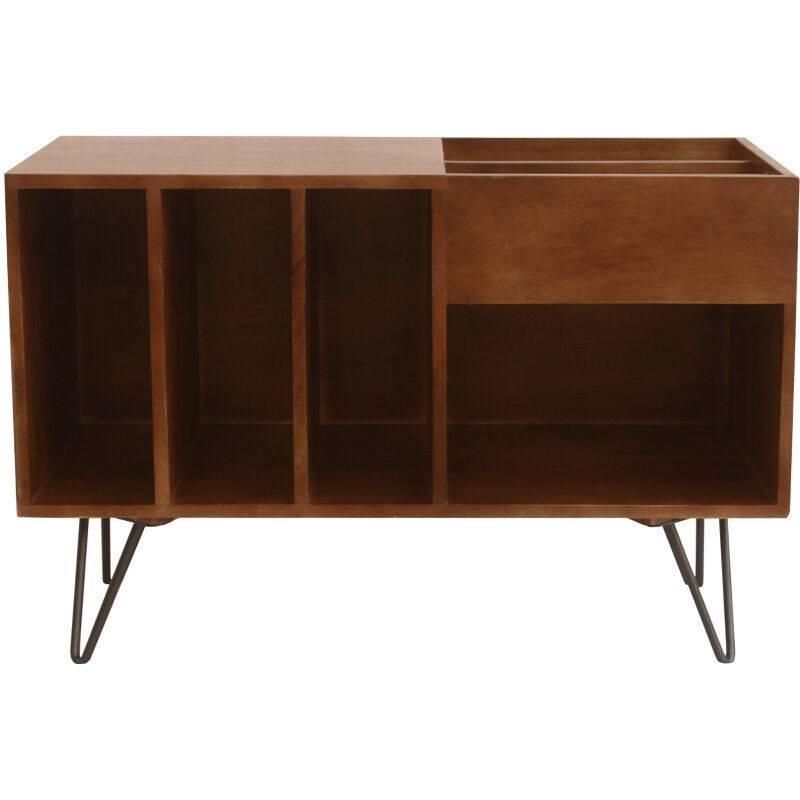 Credenza Per Vinili MILIBOO BOOGIE – Legno Di Mango E Metallo, Larghezza 90 Cm