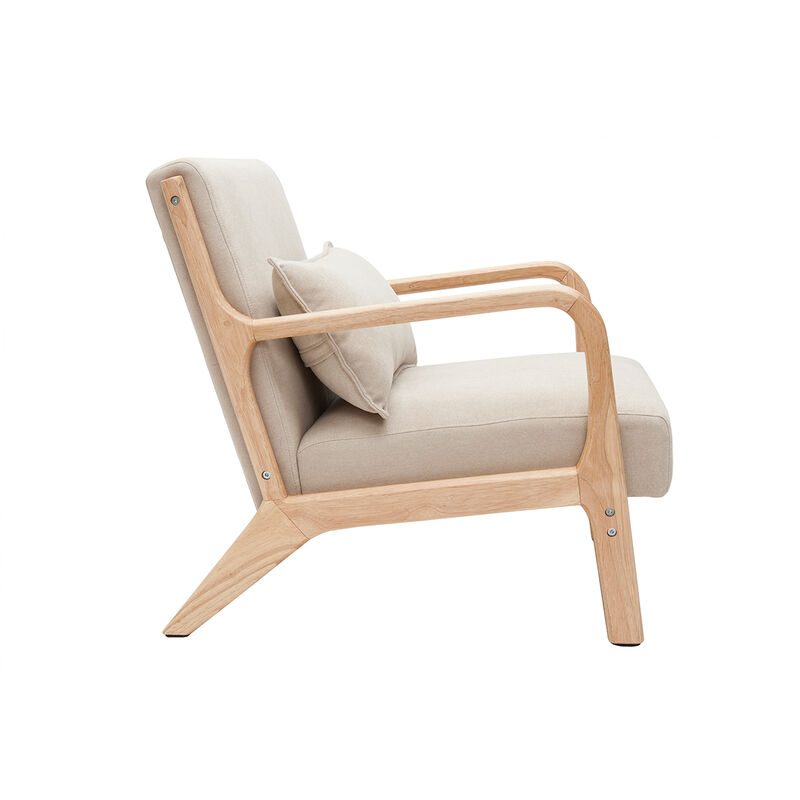 Sedia a dondolo scandinava legno chiaro e tessuto effetto velluto beige  DERRY - Miliboo