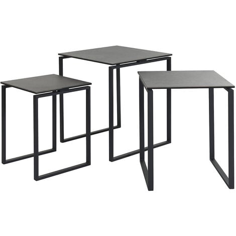 Tavolini da salotto estraibili design nero in ceramica e metallo (set di 3)  STRESA