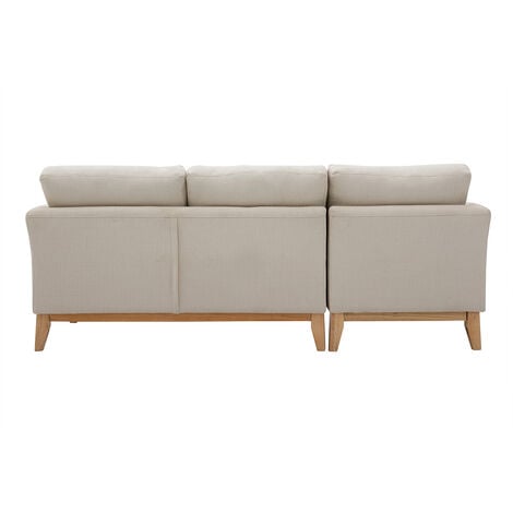 Divano angolare sinistro scandinavo in tessuto beige sfoderabile e