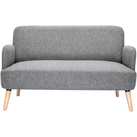 Divano scandinavo 2 posti in tessuto grigio chiaro e legno chiaro ISKO