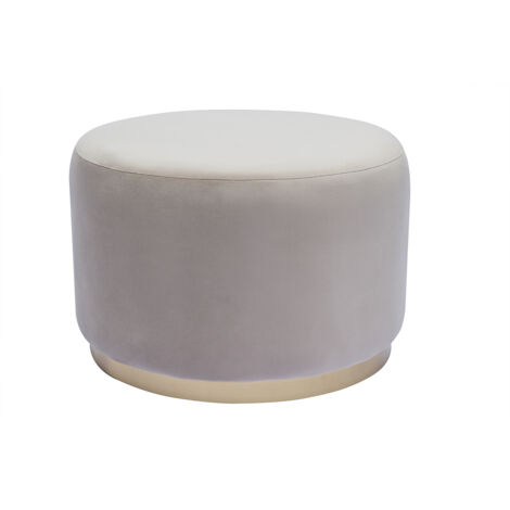 Pouf Rotondo In Velluto Verde Scuro Con Base Dorata - Diametro 38.5cm, Design Moderno, Per Soggiorno O Camera