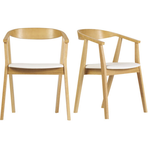 Sedie design scandinave bianche e legno chiaro (set di 2) BAHIA