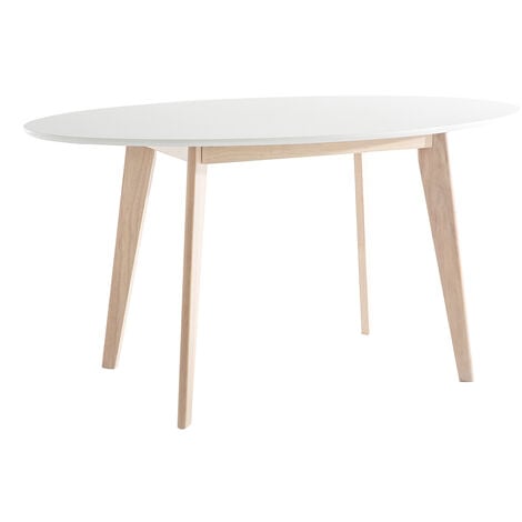 Tavolo ovale 150cm bianco e legno chiaro LEENA