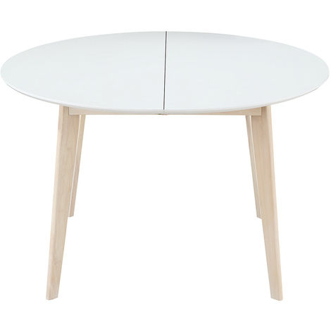 Tavolo da pranzo design rotondo allungabile bianco e legno L120-150 LEENA - Bianco