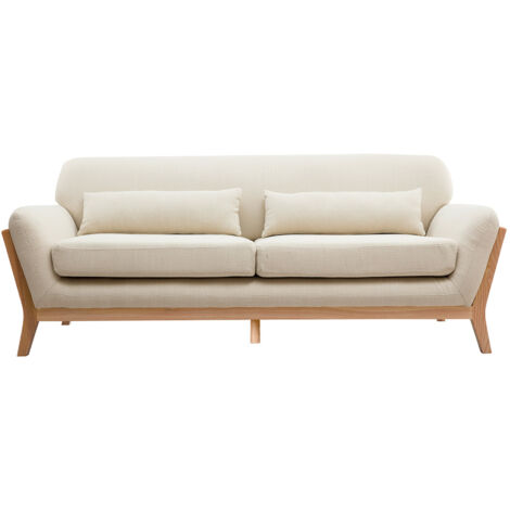 Divano in stile scandinavo 3 posti beige con piedini in legno YOKO