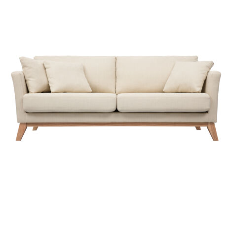 Divano sfoderabile in stile scandinavo 3 posti beige con piedini in legno OSLO