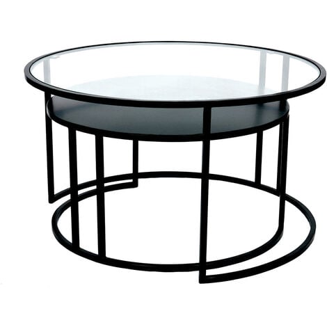 Tavolini da salotto estraibili vetro temperato e metallo TAHL - Miliboo