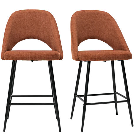 Sgabelli da bar in tessuto effetto velluto testurizzato color bruciato H65 cm (set di 2) COSETTE (1/5)
