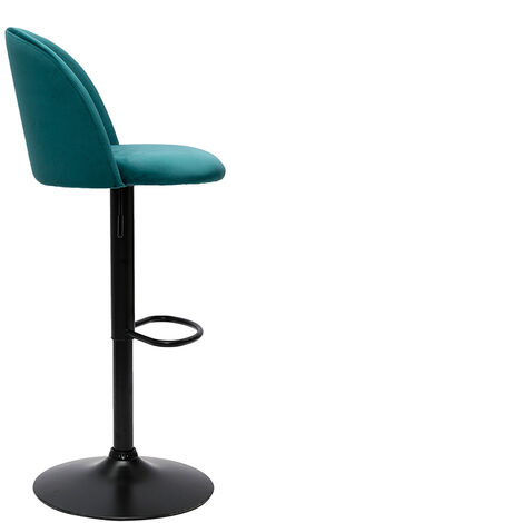 CLP Sgabello Da Bar Dublin In Velluto Blu - Regolabile In Altezza (65-85 Cm) - Base In Metallo Bianco Opaco