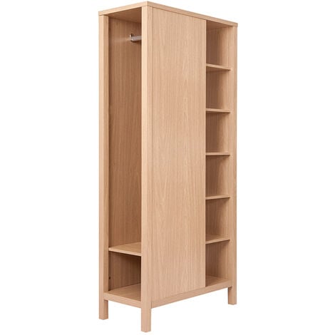 Armadio da ingresso finitura rovere con spazio appendiabiti e ripiani L83  cm GUMBY