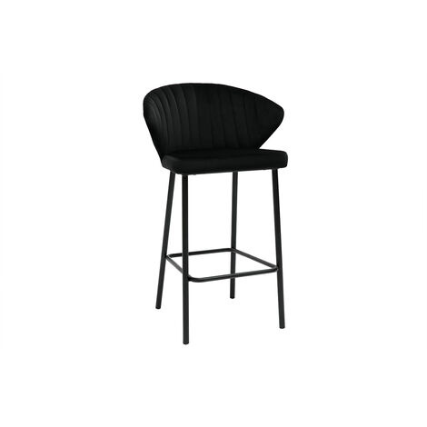 Sgabello da bar design velluto nero 68 cm DALLY - Miliboo