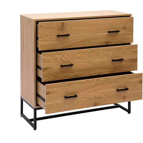 Comodino con 2 cassetti finitura legno chiaro rovere e metallo nero L50 cm  LOVATO - Miliboo