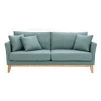 Divano scandinavo sfoderabile 3 posti in tessuto grigio-verde e legno chiaro OSLO