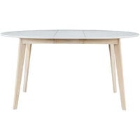 Tavolo da pranzo design rotondo allungabile bianco e legno L120-150 LEENA - Bianco