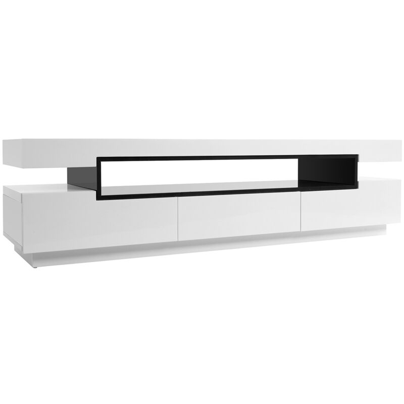 Mueble TV esquinero de diseño blanco lacado KAROL - Miliboo