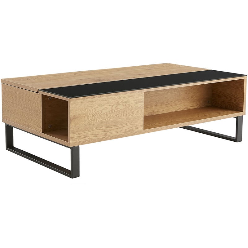 Mesa de centro elevable de madera clara y metal negro 102,5 cm SEDA -  Miliboo