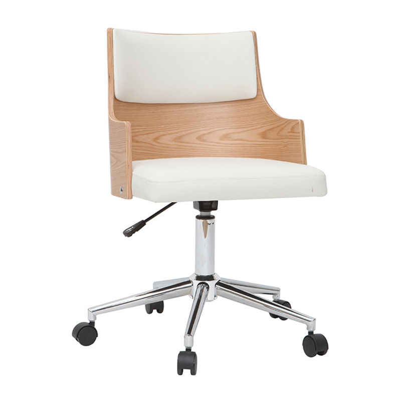 oasis profundizar primero Silla de escritorio moderna blanca y madera clara con cojín integrado MAYOL