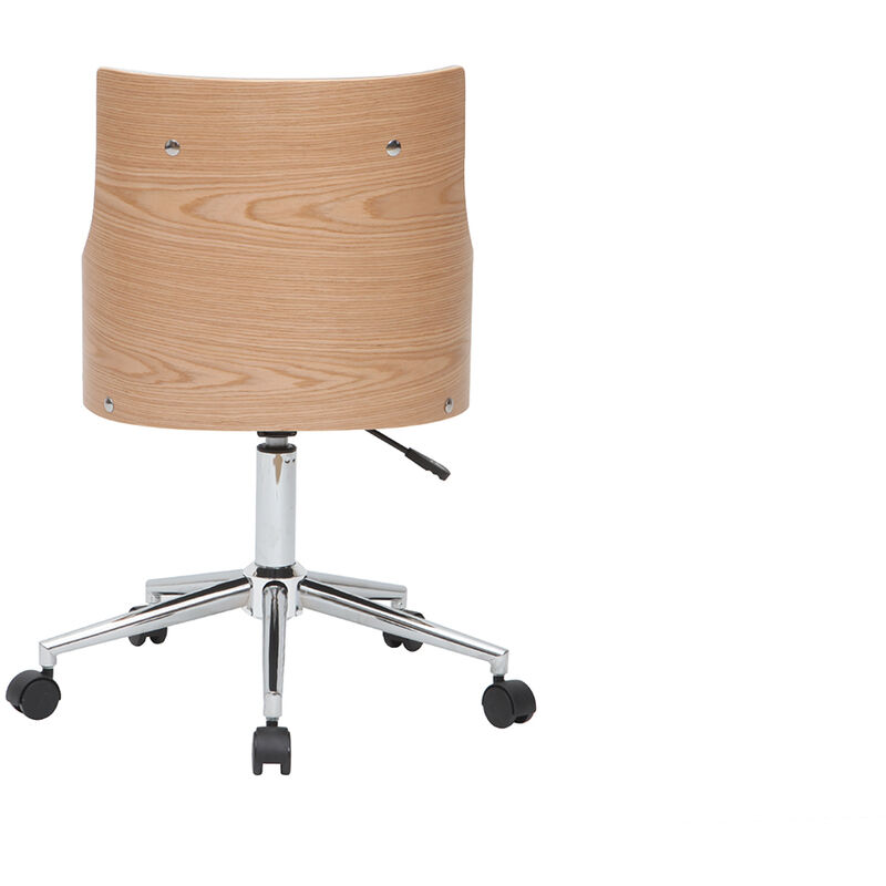 Silla de escritorio moderna PU blanca y madera clara MELKIOR - Miliboo